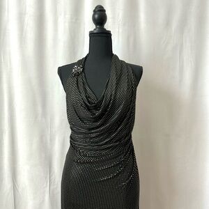 David Meister halter cocktail dress Asymmetrical Backless size 8